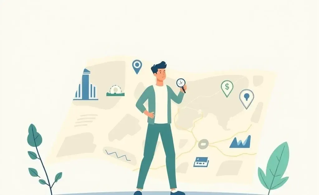 Person navigating a map with insurance symbols