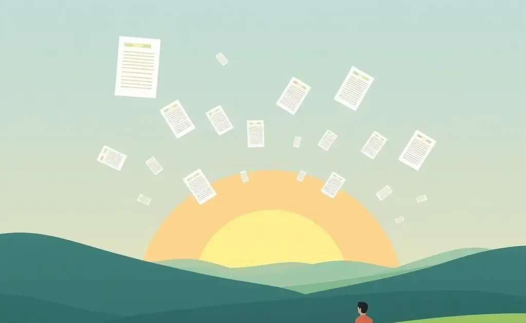 A serene image depicting a figure pondering over insurance policy documents