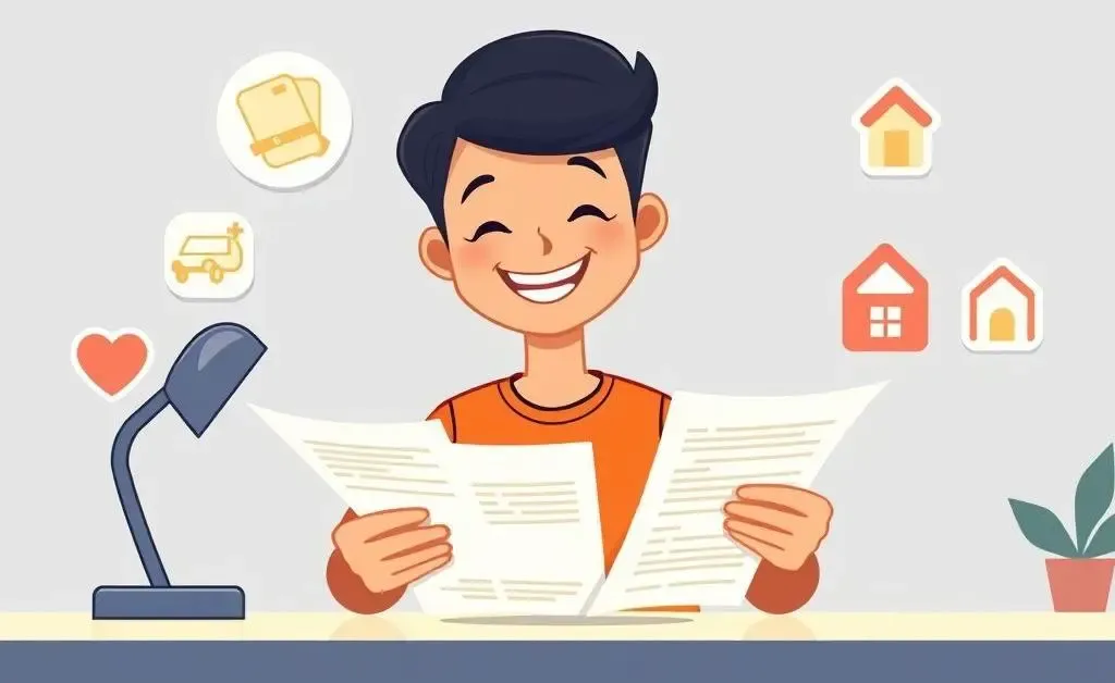 A person peacefully reviewing insurance documents