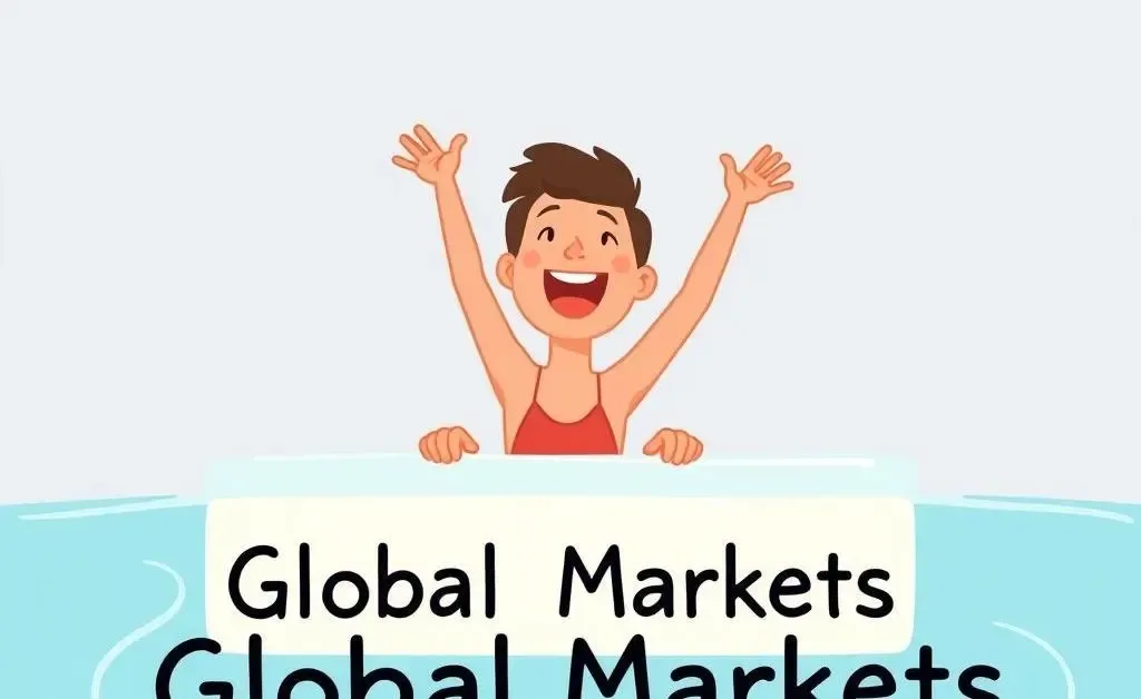 Person dipping toes into global markets represented as a pool