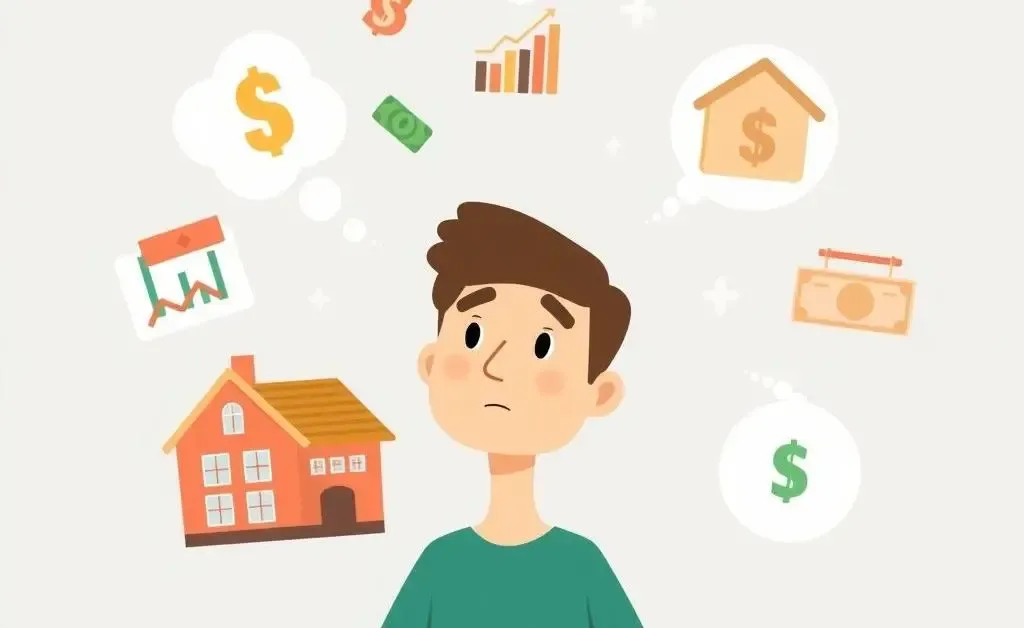 A thoughtful individual considering various investment options