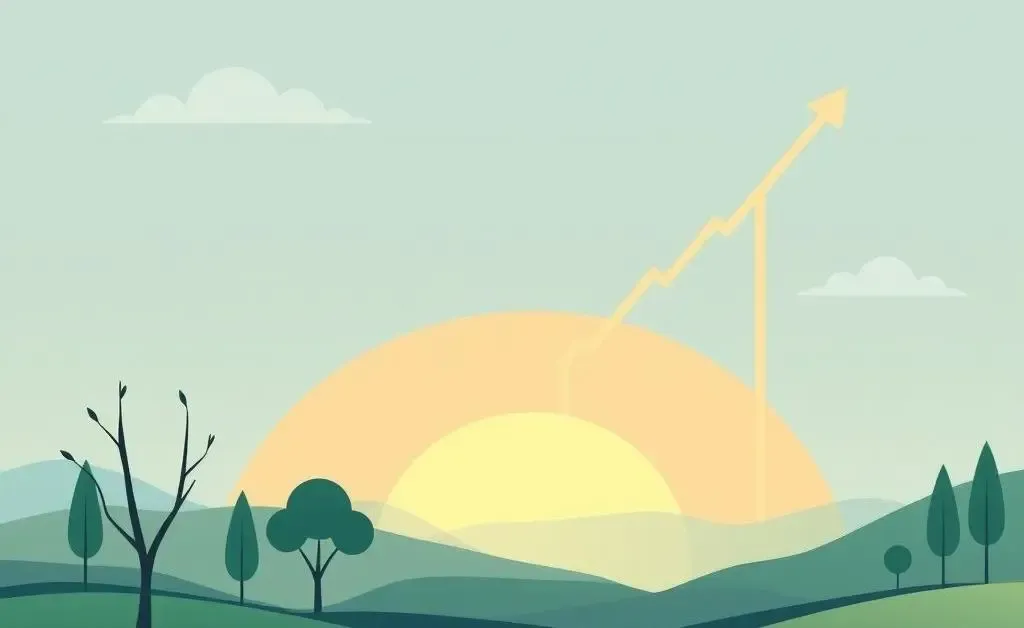 A tranquil landscape with symbols of growth