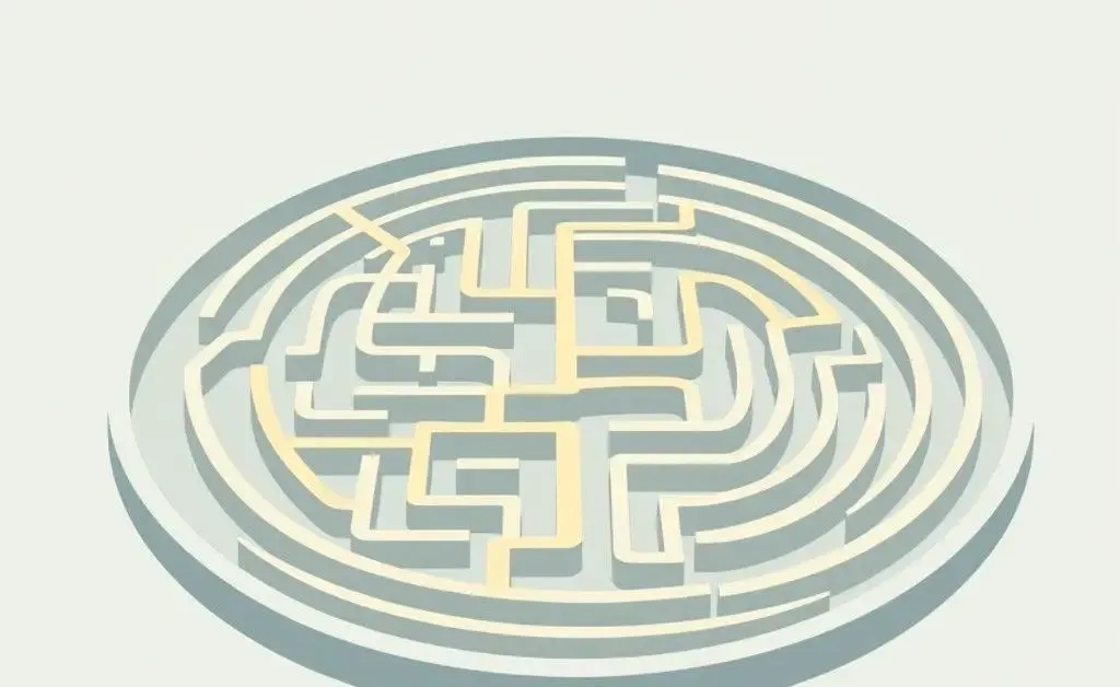 A complex financial maze depicting various investment paths.