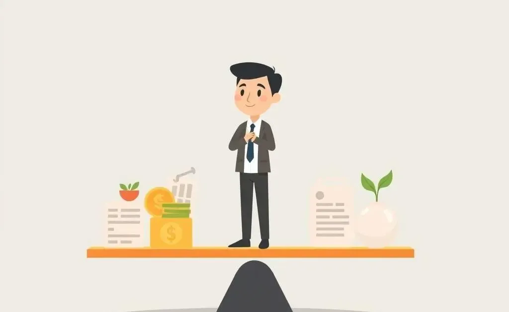 A person balancing investment options on a see-saw
