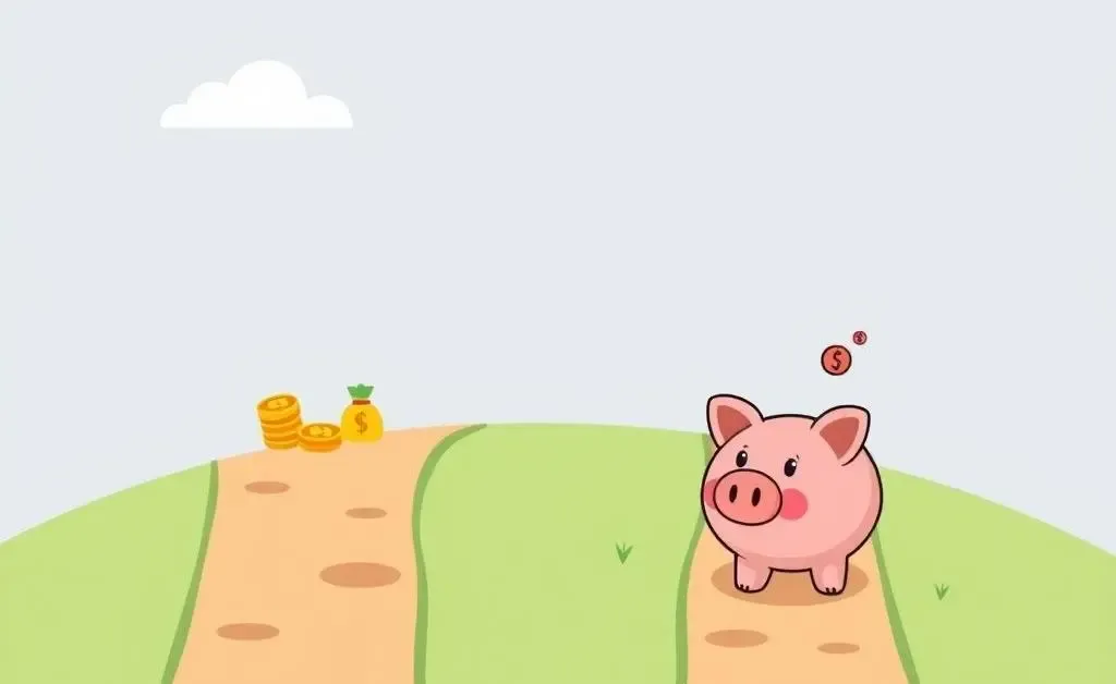 Illustration of diverging paths for investment and savings