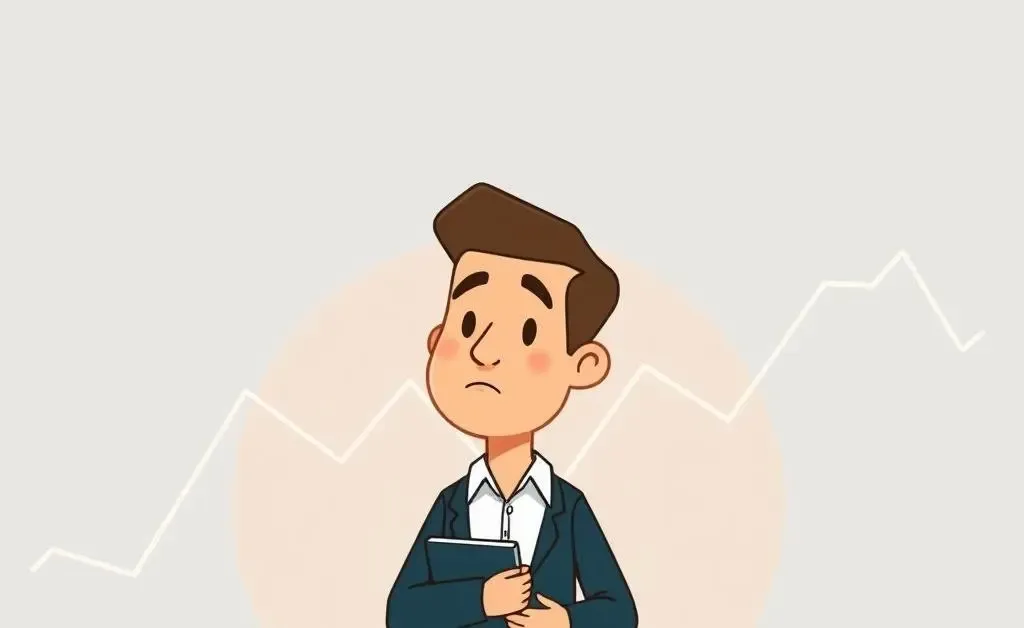 Illustration of an investor pondering financial charts.