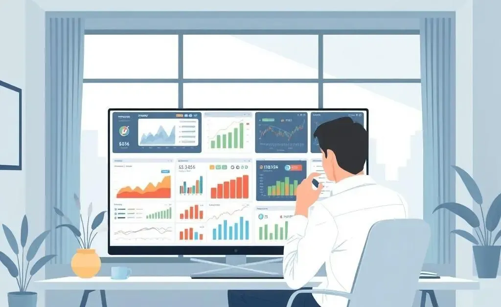 Investor reviewing a portfolio on a computer screen
