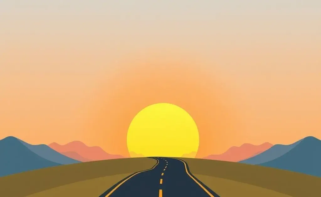 A road leading into a sunrise, symbolizing a new journey in investing