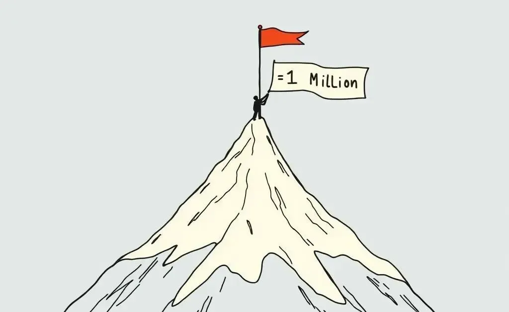 Illustration of a person climbing towards financial independence