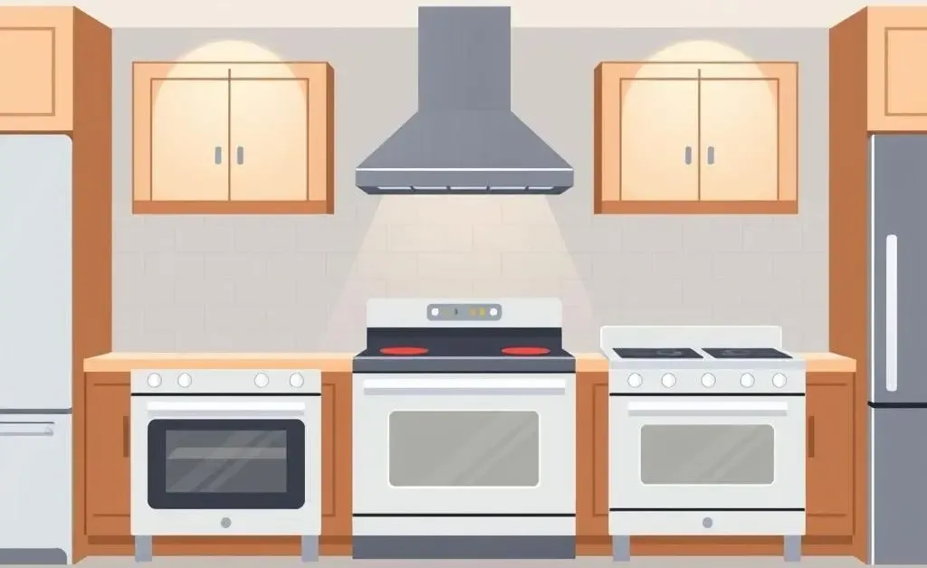 Illustration of kitchen ranges with different configurations