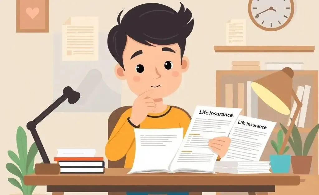 Person reviewing life insurance forms at a desk