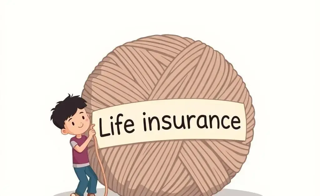 Illustration of a person unraveling a large ball of yarn symbolizing life insurance policies
