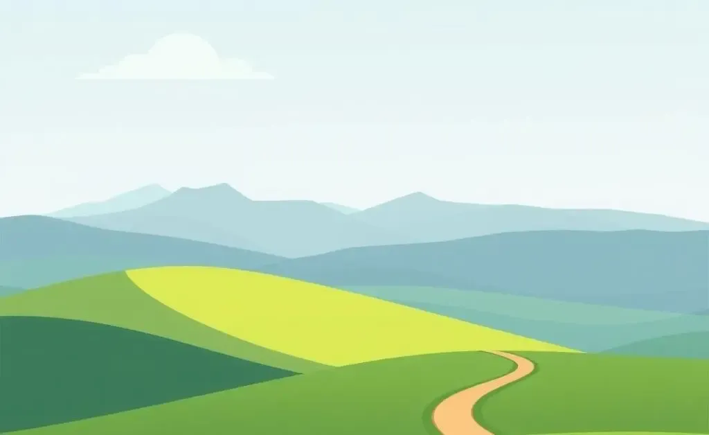 A serene landscape with a winding path symbolizing life's journey