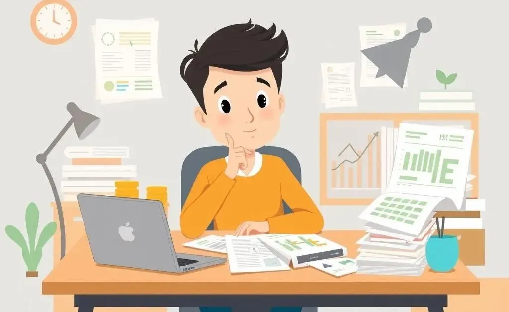 Person planning lump sum investment with financial documents
