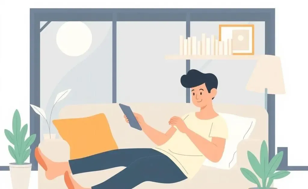 A person comfortably managing finances on a digital device