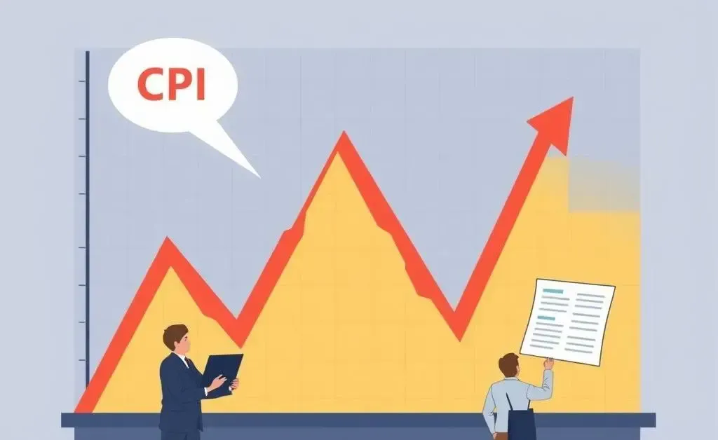 Stock market graph reacting to CPI report with traders