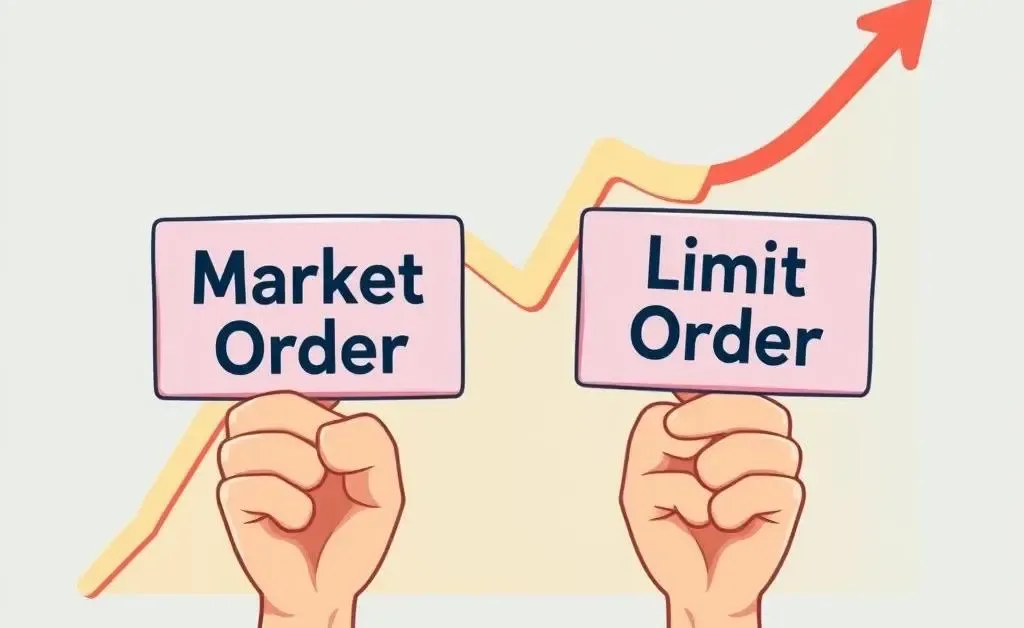 Illustration of market and limit order concepts with stock chart