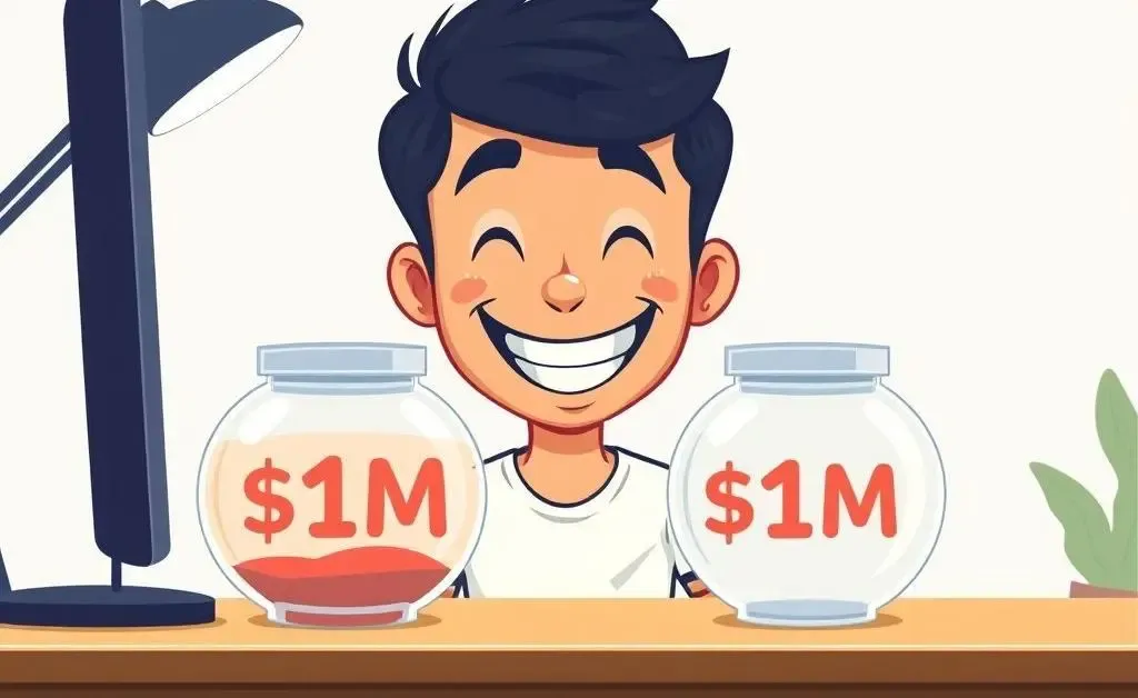 A joyful realization of a $1 million savings milestone.