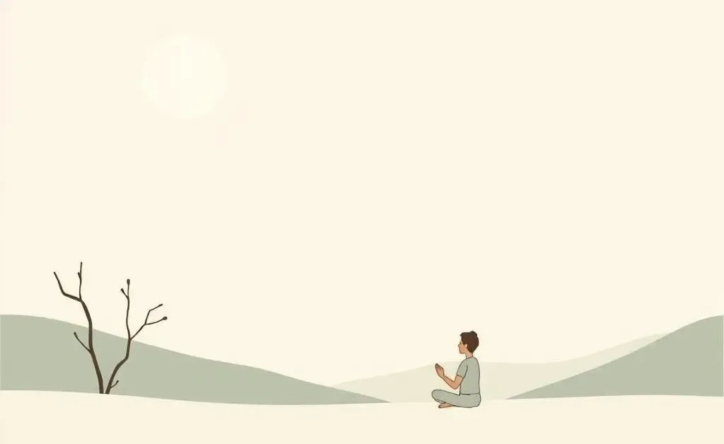 Serene landscape with a person meditating