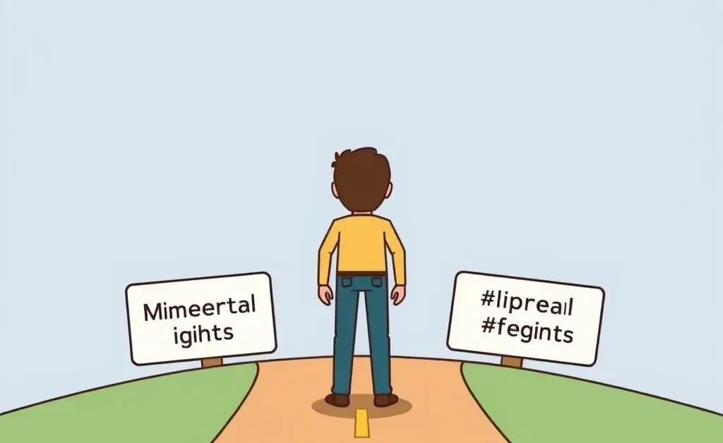 Illustration of person deciding whether to keep or sell mineral rights