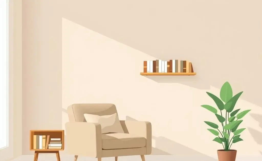 A calming minimalist living room illustrating simplicity