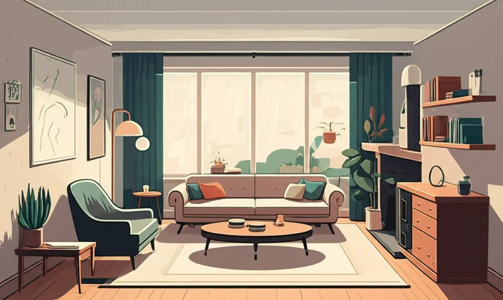 A clean, modern minimalist living room