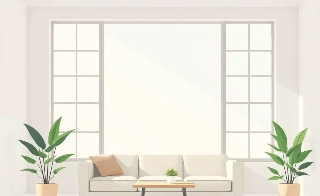 A serene and simple minimalist room with natural light pouring in