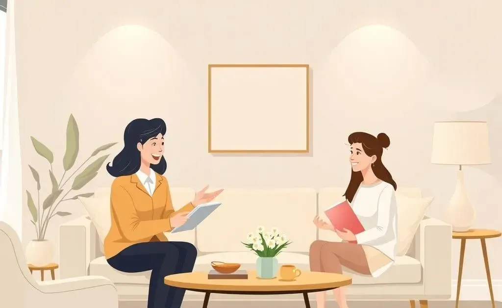 Mortgage advisor giving advice to a couple in a living room
