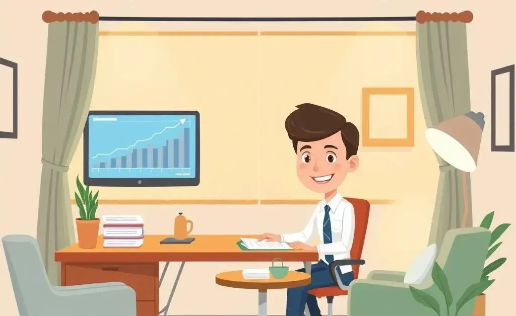 A cartoon illustration of a Mortgage Loan Officer in Indiana