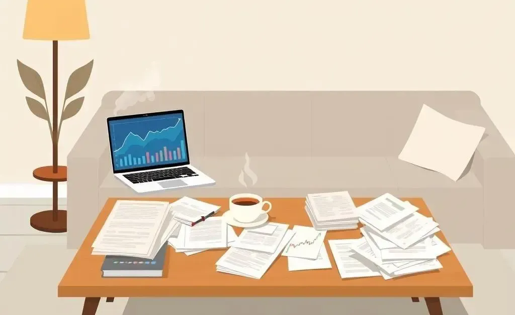 A comfortable living room with work essentials for mortgage planning