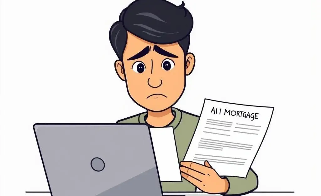 A person looking confused while examining mortgage documents