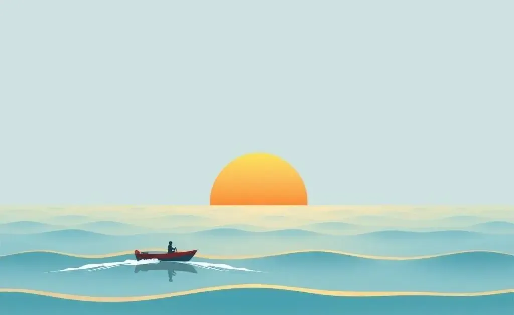 A boat navigating through calm economic waves