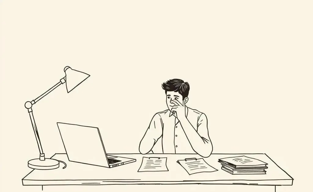 A person contemplating legal documents at a desk