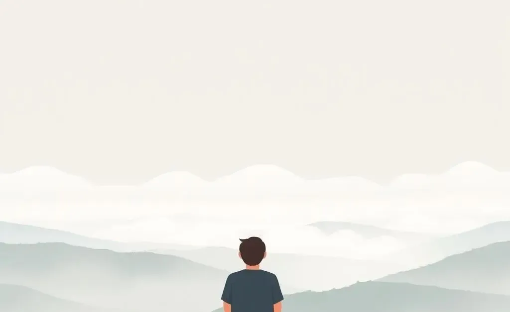 Person looking over a foggy landscape, representing life's uncertainties