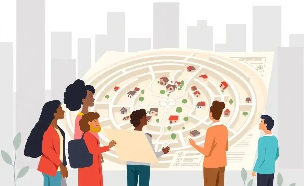 People using a roadmap to navigate a housing market maze