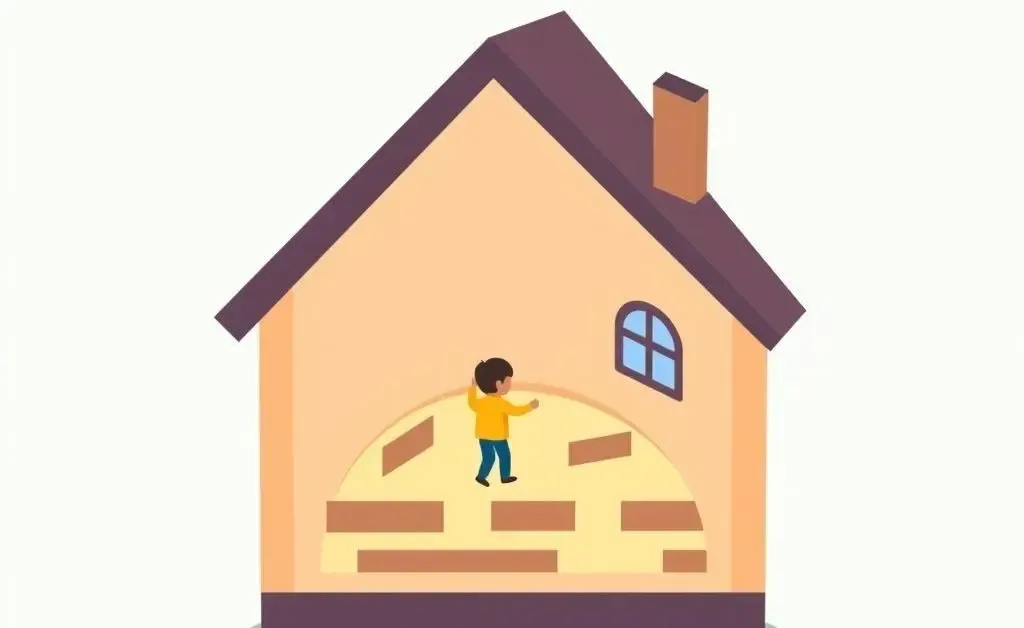 Illustration of a person navigating a maze shaped like a house