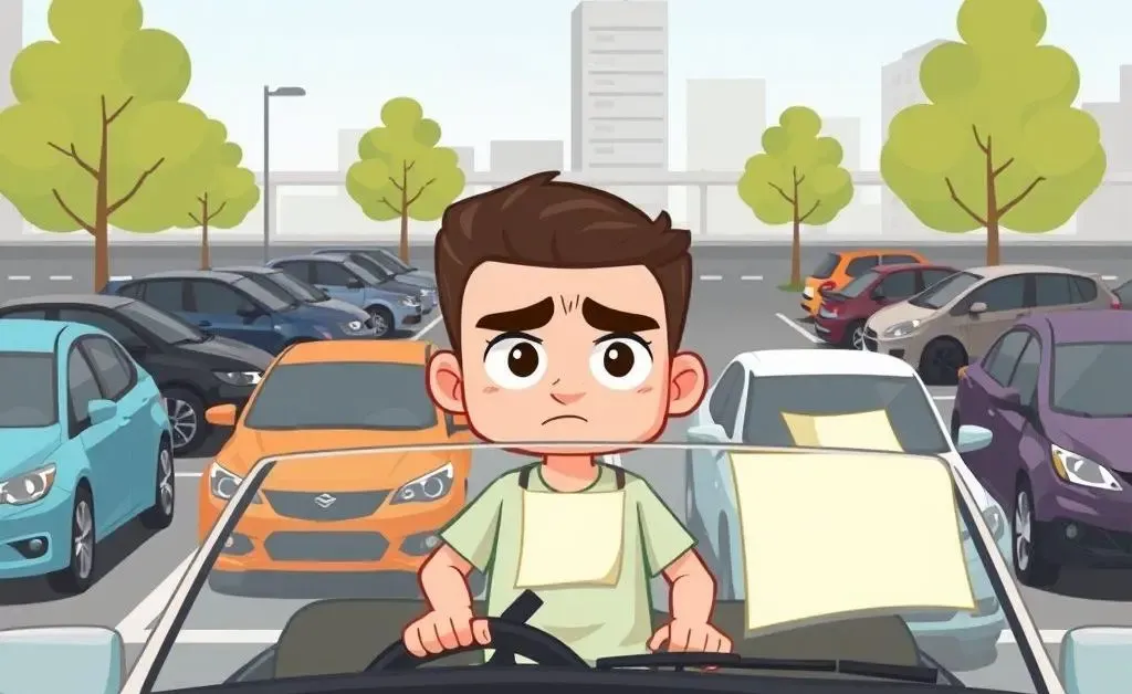 A driver finding a note on a car windshield