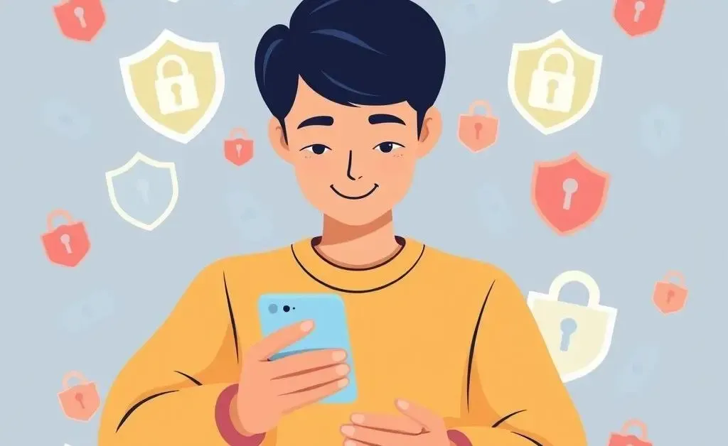 A person safely using online banking on a smartphone
