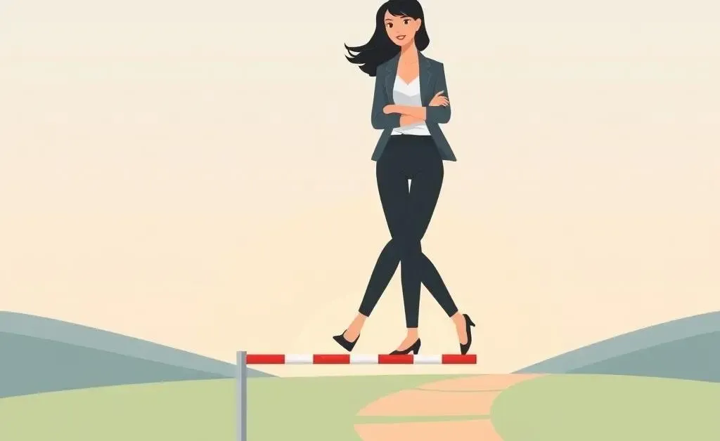 A woman confidently navigating a financial hurdle