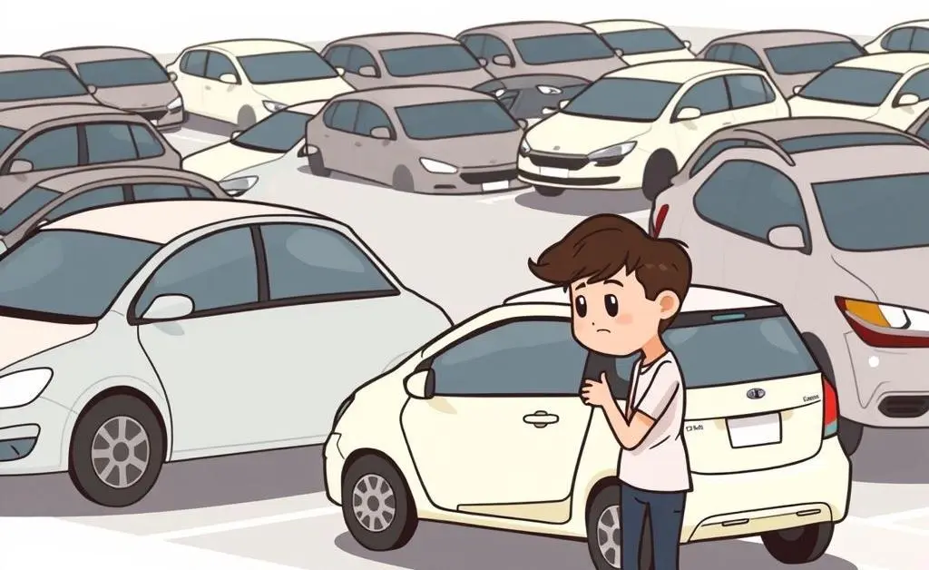 A cartoon depiction of a parking lot incident