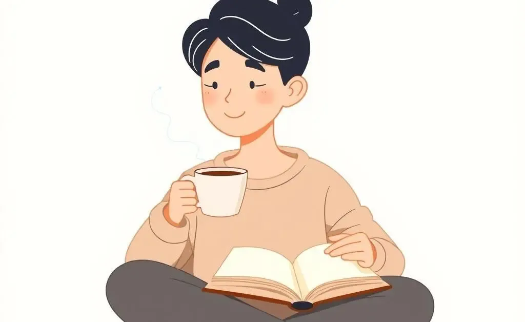Person enjoying a peaceful morning routine with coffee and journal