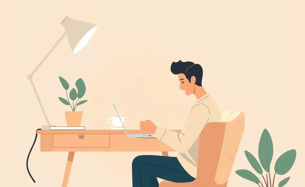 A person managing their budget on a laptop at a cozy desk