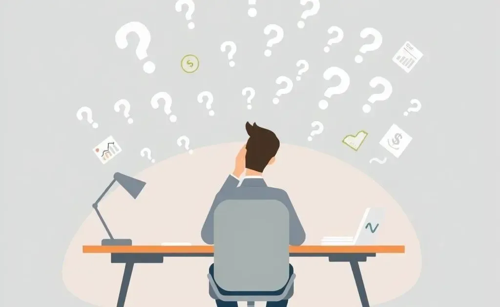 Illustration of a person considering investment options at a desk.