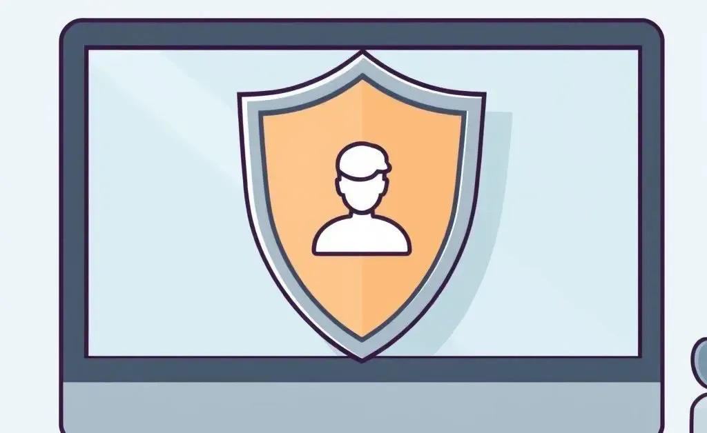 Cartoon shield protecting digital identity