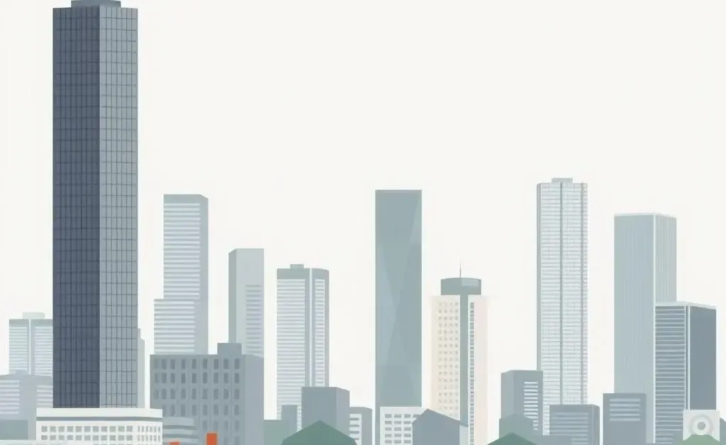 Illustration of a city skyline highlighting real estate disparity