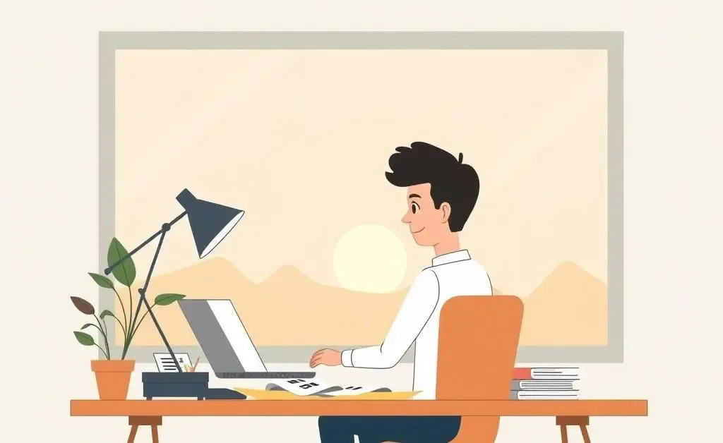 Person managing finances after a breakup at a desk with a new dawn