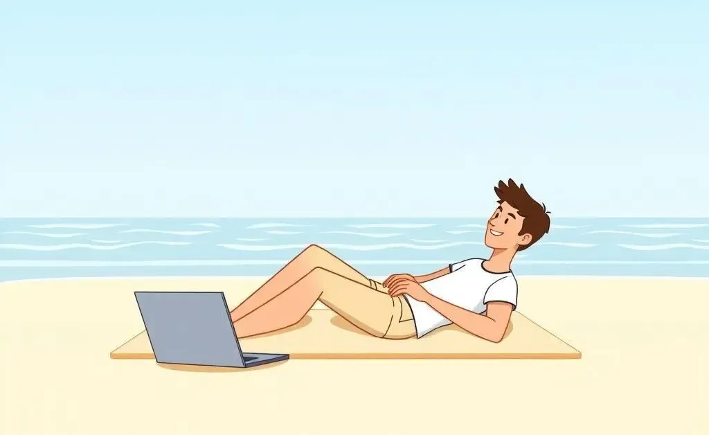 A person enjoying a beach vacation while earning passive income from their investments