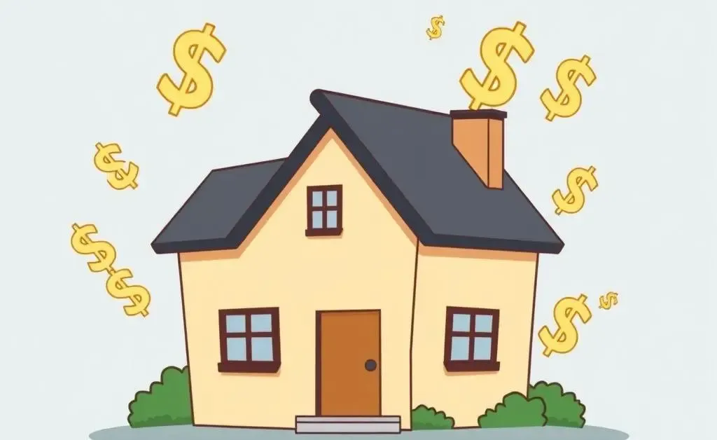 Illustration of a house with dollar signs to symbolize remortgage and borrowing