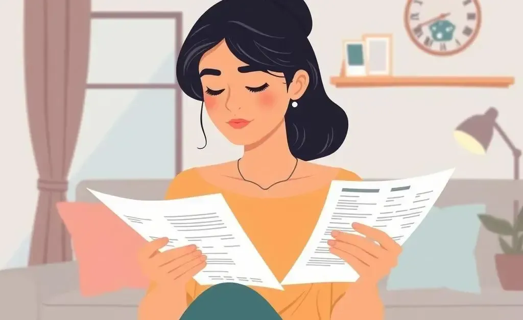 Woman confidently reviewing a medical bill at home