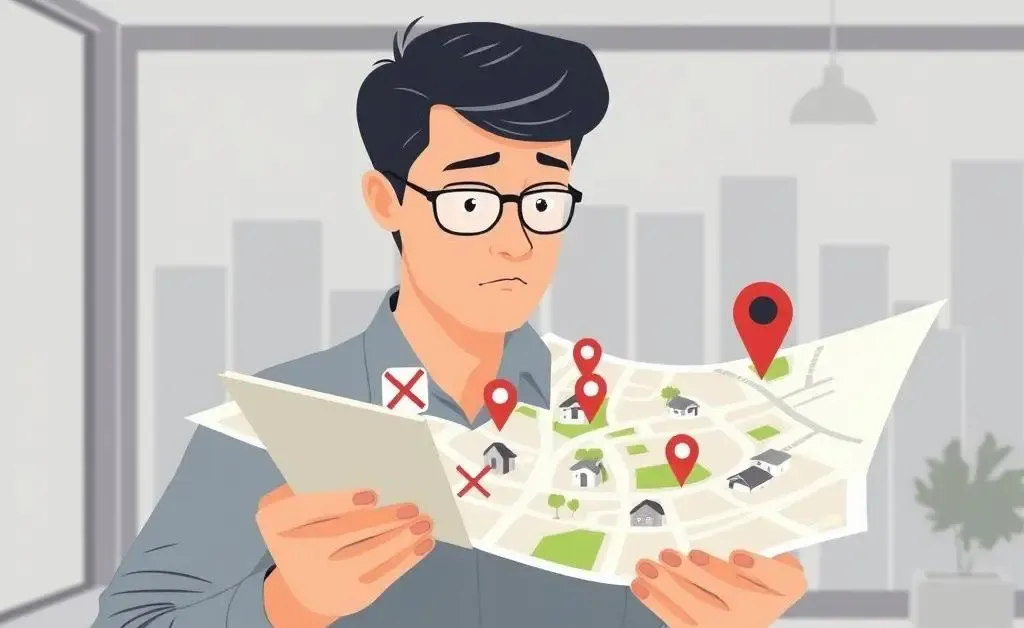 An investor revisiting potential real estate opportunities on a map